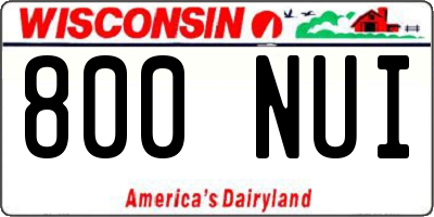 WI license plate 800NUI