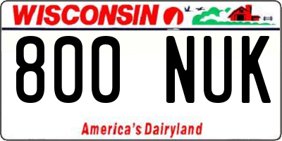WI license plate 800NUK