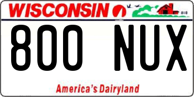 WI license plate 800NUX