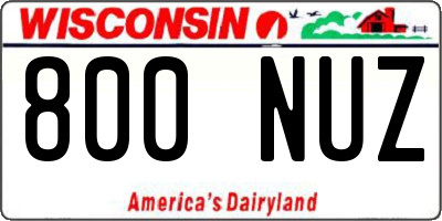 WI license plate 800NUZ
