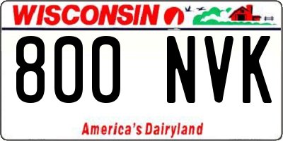 WI license plate 800NVK