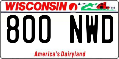 WI license plate 800NWD