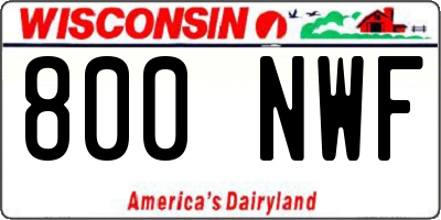 WI license plate 800NWF