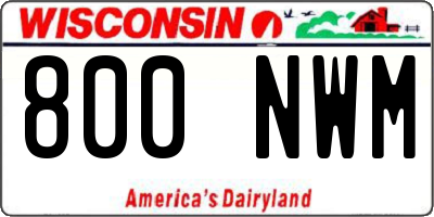 WI license plate 800NWM