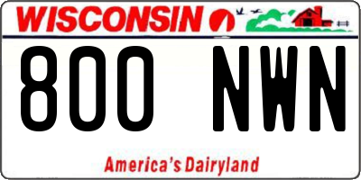 WI license plate 800NWN