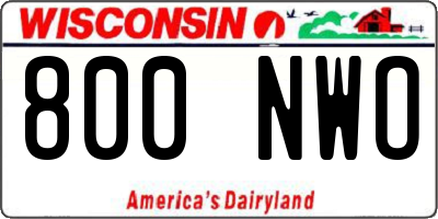 WI license plate 800NWO