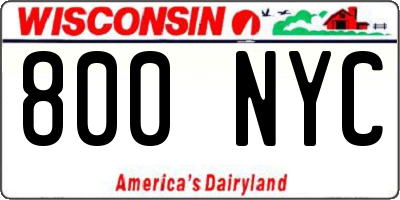 WI license plate 800NYC