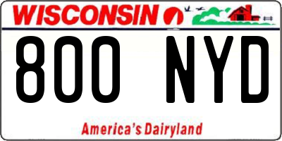 WI license plate 800NYD