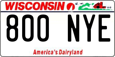 WI license plate 800NYE