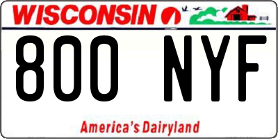 WI license plate 800NYF