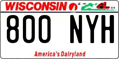 WI license plate 800NYH
