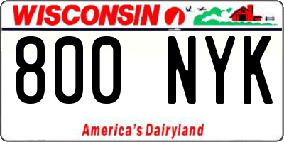 WI license plate 800NYK