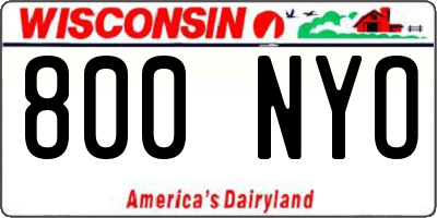 WI license plate 800NYO