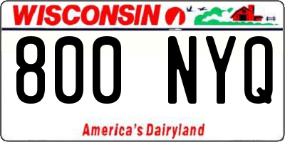 WI license plate 800NYQ