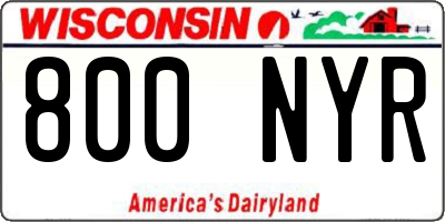 WI license plate 800NYR