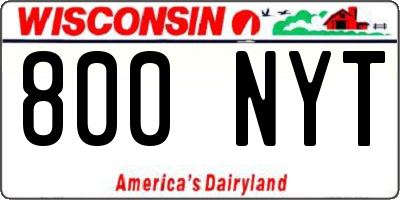 WI license plate 800NYT