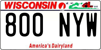WI license plate 800NYW