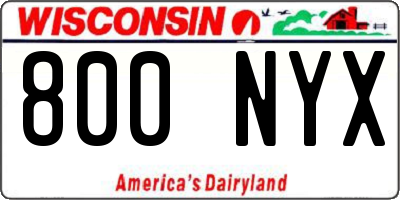 WI license plate 800NYX