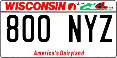 WI license plate 800NYZ