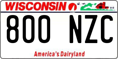 WI license plate 800NZC