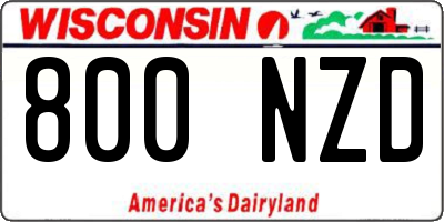WI license plate 800NZD