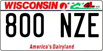 WI license plate 800NZE