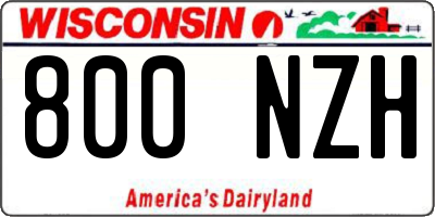 WI license plate 800NZH