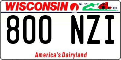 WI license plate 800NZI