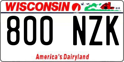 WI license plate 800NZK