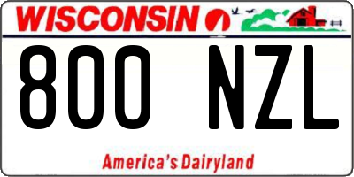 WI license plate 800NZL