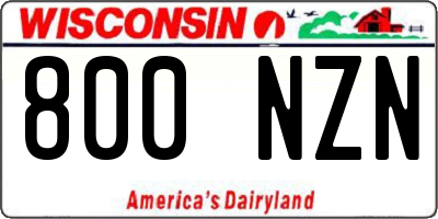 WI license plate 800NZN