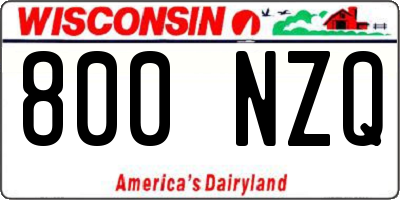 WI license plate 800NZQ