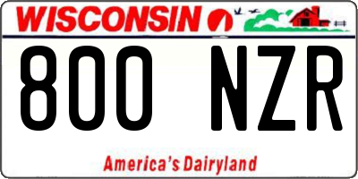 WI license plate 800NZR