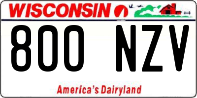 WI license plate 800NZV