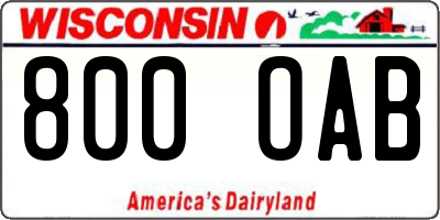 WI license plate 800OAB