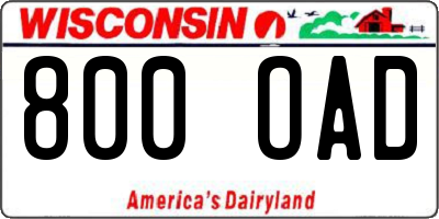 WI license plate 800OAD