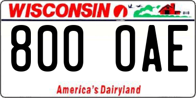 WI license plate 800OAE