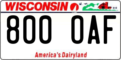 WI license plate 800OAF