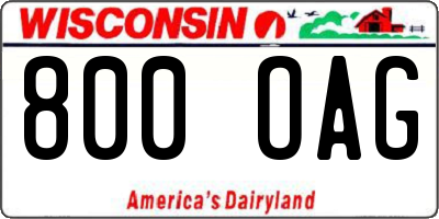 WI license plate 800OAG