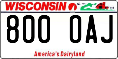 WI license plate 800OAJ