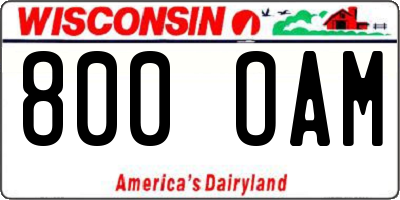 WI license plate 800OAM