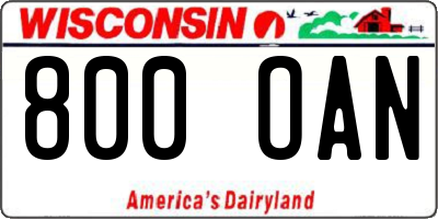 WI license plate 800OAN