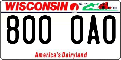 WI license plate 800OAO