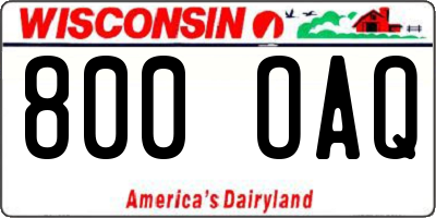 WI license plate 800OAQ