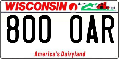 WI license plate 800OAR