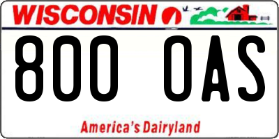 WI license plate 800OAS