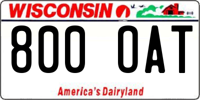 WI license plate 800OAT