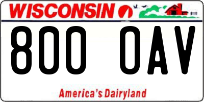 WI license plate 800OAV