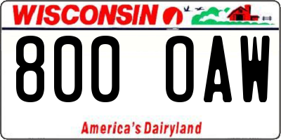 WI license plate 800OAW