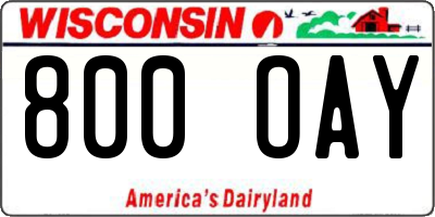 WI license plate 800OAY